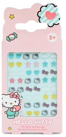 Hello Kitty Stick-On Earrings for Kids | 30 Self-Adhesive Earrings & Gem Stickers | No Piercing Required | Girls Dress Up, Party Bag Fillers & Crafts | Age 3+