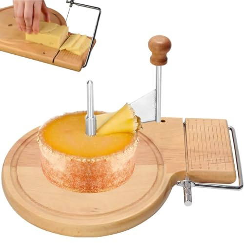 LXJBBD Cheese Curler Slicer Cutter - Beech Wood Adjustable Thickness Tool for Hard & Soft Cheese, Ideal for Tete de Moine, Girolle & Chocolate Shaving