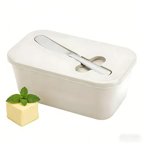 Butter Dish with Lid and Knife, Plastic Butters Holder Tray Container, Butter Dish with Lid and Knife, for Cheese Storage, Easy Scoop, Dishwasher Safe, Black