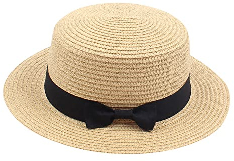 Generisch Sombrero de paja de verano para niños pequeños, sombrero de paja de ala ancha Floppy Beach Sun Cap Visor Hat, c, talla única