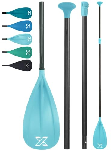 ZLX Pagaie Paddle Sup Réglable 3/4 Pièces en Aluminium et Fibre de Verre, Pagaie Simple ou Double Convertible Kayak, Léger et Flottant pour Stand Up Paddle Gonflable, Surf et Sports Nautiques