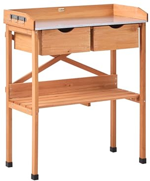 Pflanztisch mit Stauraum Tannenholz Hellbraun 79x37x89 cm Schubladen Ravanusa