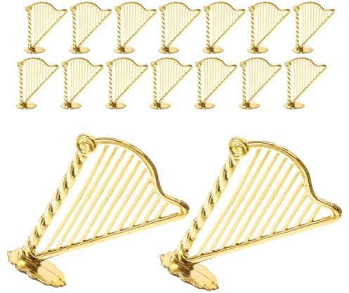 FONDOTIN Kleiner Harfen Deko Anhänger aus Kunststoff 4,5 X 3,1cm 100 Stück Realistische Miniatur Harfen für Weihnachtsbaum Schmuck und Selbstgemacht Wohnaccessoires