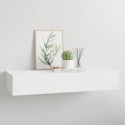 Gecheer Estantería Flotante con Cajón - Blanco - MDF/Metal - 60x23,5x10 cm - Capacidad 10 kg Modelo YHSLRZJ-330255ES