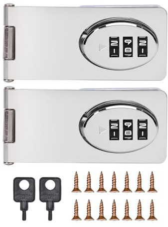 Irishom 2er Set Schrankschloss ohne Bohren, 3-stelliges Zahlenschloss Türriegel abschließbar, Sicherheitsüberfalle für Kleine Türen Schränke Scheunentür Badezimmer Outdoor Garten