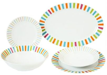 Home Line Vajilla de porcelana de 20 piezas - diseño con colores