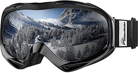 Outdoormaster OTG Skibrille / Snowboardbrille für Damen, Herren & Jugendliche, 100% UV-Schutz, Herren Kinder damen, Black3
