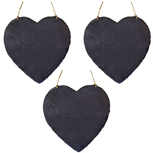 Nicola Spring Slate Heart Hanging Notice Boards - 24.5 x 24.5cm - Natural - Pack of 3