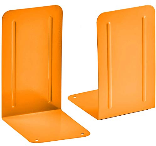 Acrimet Premium Serre-Livres en Métal Robuste (Couleur Orange) (1 Paire)