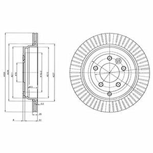 DELPHI 2x Bremsscheibe Hinten Ø325mm Höhe: 59,5mm Dicke: 20mm Belüftet BG4020C