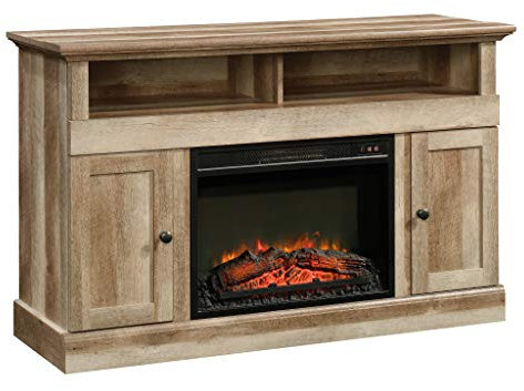 Sauder 423001 Cannery Bridge Media Fireplace Entertainment Center, Accommodates up to a 60 TV Weighing 70 lbs Less, Lintel Oak Finish