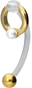 PIERCINGLINE PMFK Bananabell + Chirurgenstahl Design RING + SYNTH. PERLE Piercing Intimbereich Bauch Goldfarben
