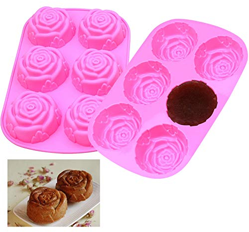 2pcs Molde Silicona Rosa, Moldes De Cubitos De Hielo De Flores De Rosas Moldes De Rosas 3D, Moldes De Jabón De Silicona De Rosa Para Hacer Magdalenas, Pan, Mousse, Pudín