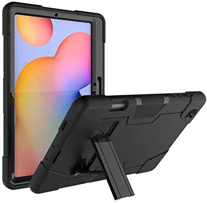 RLTech Funda para Samsung Galaxy Tab S6 Lite, Tres Capas con función Atril incorporada Shockproof Híbrido Resistente Carcasa para Samsung Galaxy Tab S6 Lite 10.4 P615/P610, Negro