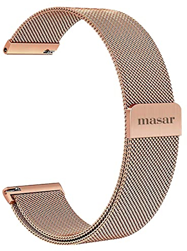 masar 22mm Roségold Magnet Armband Milanese Mesh Universal Uhrenarmband Magnetisches, Armbanduhr, Magnetarmbänder, Magnetverschluss 22 mm MAG Roségold