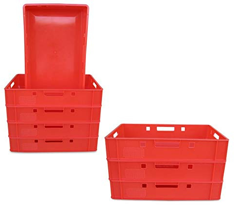 kanister-vertrieb® 8 Stück E1 Kiste 60x40x12,5 cm Fleischkasten Lagerkiste Metzgerkiste Eurobehälter rot