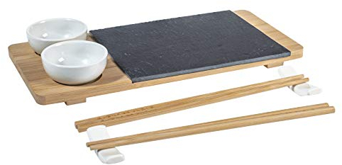 H&h sushi box 10 pezzi in sushi ardesia e bambu' 14x30cm