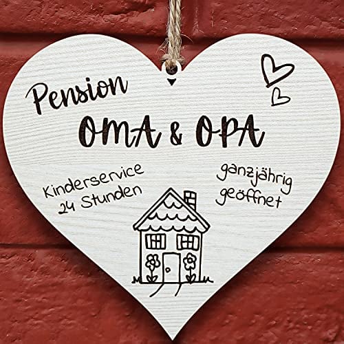 Glitzkind Holz Deko-Herz Geschenk für Oma Opa Großeltern zum Muttertag Geburtstag Weihnachten | Blechschilder Retro Vintage mit Spruch personalisiert | Geschenkideen Geburtstagsgeschenk…