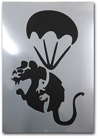 Ideal Stencils Banksy Fallschirmratte Schablone, A3 Blattgröße (25 x 37 cm), Heimdekoration Kunst Malerei
