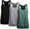 UNibelle Yoga Tanktops Damen Sport Oberteil Shirt Top Ärmellos Racerback Fitness Tanktop Training 3er Pack, 3er Pack_ Schwarz/Hellgrau/Flaschengrün, 3XL