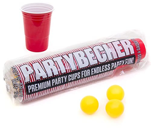 GOODS+GADGETS 50 x Wiederverwendbare Getränkebecher Red Cups Trinkbecher Kunststoff Plastikbecher - inkl. 3 Tischtennis-Bälle (50 Stück)