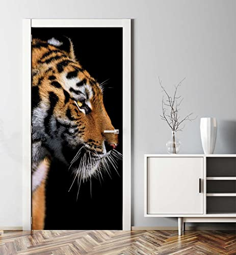 MyMaxxi - Tür bekleben mit Türtapete Türposter Türfolie Selbstklebend 90x200 Tiger seitlich - Tür verschönern Türaufkleber ? Türposter Türklebefolie Raubtier Dschungel orange