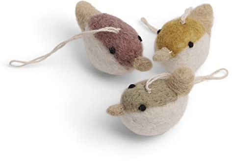 Én Gry & Sif kleine Vögelchen Anhänger aus Filz, Frühling, Ostern, Weihnachts-Deko - 3 Stück … (Natur)