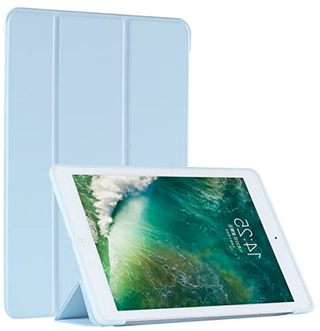 IPad Mini 6 Tablet Case, IPad Mini 6 Slim Protective Case, IPad Mini 6 Lmitation Leather Silicone Sleeve, for IPad Mini 6th Generation, White Ice Blue