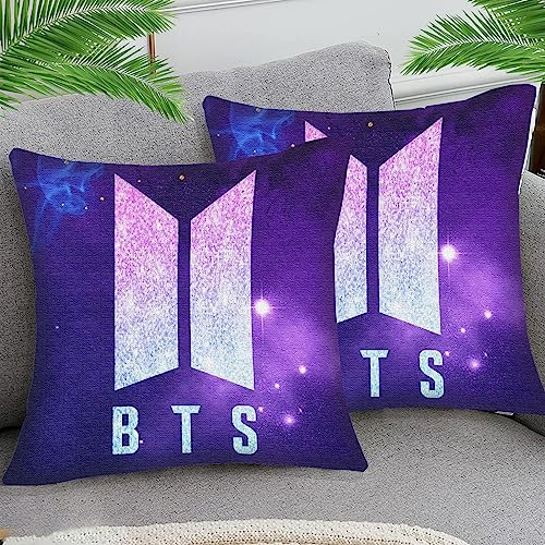 OfFsum Kissenbezüge 45x45cm Kissenbezug Deko Kissenhülle Kissenbezug BTS Boy sty34 2er Stück Baumwolle und Leinen Kissenhüllen Passend Für Wohnzimmer Garten Kissen Dekor