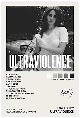 NILK Lana Del Ray Ultraviolence Music Album Cover Signed Limited Poster Leinwand Poster Schlafzimmer Dekor Sport Landschaft Büro Zimmer Dekoration Geschenk Unframe:16x24inch(40x60cm)