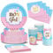 Bleu et Rose Gender Reveal Vaisselle, 96Pcs Baby Shower Assiette Kit Bébé Girl Or Boy Party Decoration, Fête Assiettes Carton Gobelet Serviettes en Papier, Fête de Révélation de Genre- 24 invités
