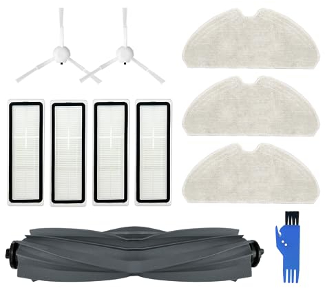 Pièces de Rechange Compatibles pour Aspirateur Robot Dreame D10S et D10S Pro, Kit d'accessoires Comprend 1 Brosse à Rouleau, 2 Brosses Latérales, 4 Filtres et 3 Vadrouilles (11 pièces)