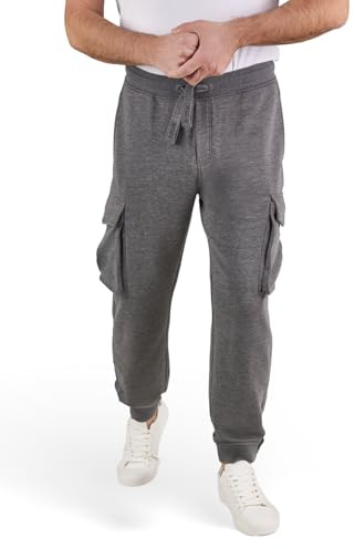 riverso Cargo Jogginghose Herren Baumwolle lang Regular Fit RIVLoris Cargohose Sporthose Trainingshose Freizeithose Taschen Grau XXL, Größe:XXL, Farbe:Grey Melange Standard 2
