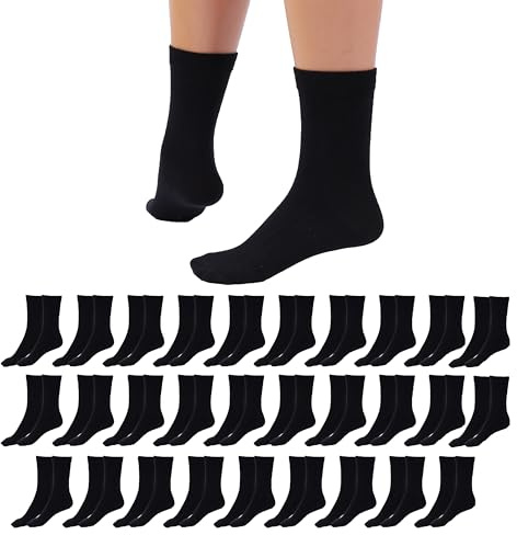 Betz 30 Paar Socken Damen und Herren – Baumwolle mit Komfortbund ohne drückende Naht – Classic – Größen 43 – 46 Farbe Schwarz