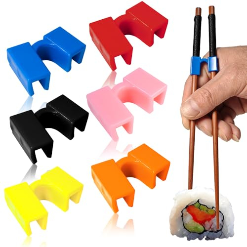 Rukinovi 6Pcs Chopsticks Reusable Helper,Chopsticks for Beginners Helper,Chopstick Trainer Beginner Learning Practice & Training Chopsticks,Plastic Hinges Connector for Adults,Trainers or Learner