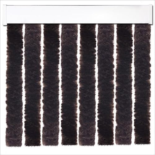 P T PERTONI TENDE Chenille-Vorhang für Wohnwagen (Länge 185 cm x Breite 56 cm, Schwarz)