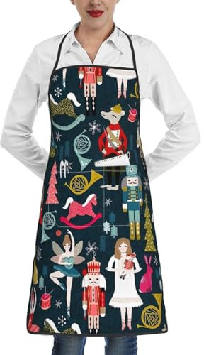 LimPac Tablier de chef blanc marbre rose doré pour homme et femme, réglable, 1 poche, résistant à l'eau et à l'huile, Ballerines Casse-Noisette pour femme, taille unique