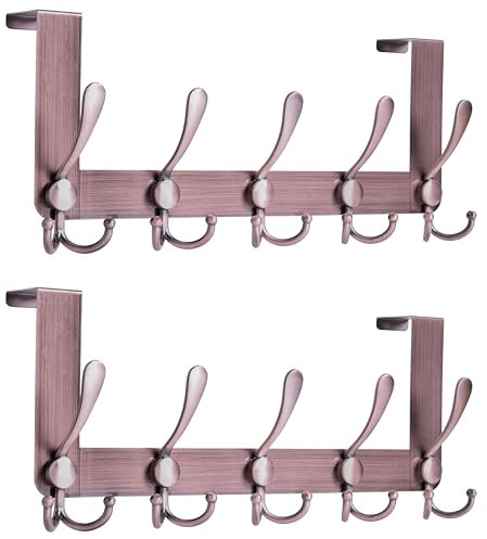 Honsky Türgarderobe -Metall, Türhakenleiste zum Einhängen,Türfalzstärken4,5/4/3,5cm,Türhaken innenseite, Kleiderhaken Tür, Solide Türhaken zum Einhängen,2 Stück,Braun Rot