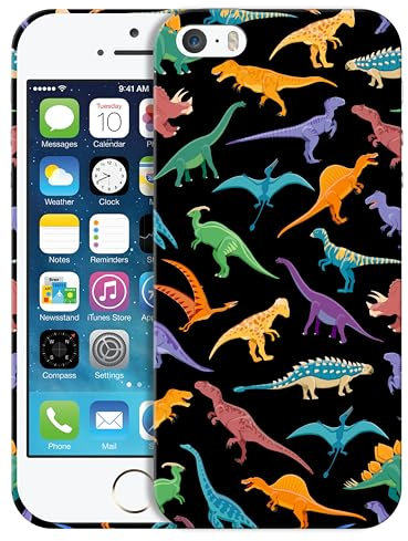 GlamCase for iPhone 5 / 5S / SE 1st Gen, iPhone 5 / 5S / SE 1st Gen Case - Dinosaur Multicolor Pattern Design Printed Cute Plastic Hard Protective Designer Back Case for iPhone 5 / 5S / SE 2016.