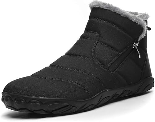 Bravover Scarpe Barefoot Stivali da Neve Scarpe Uomo Donna Invernali Stivaletti Cerniera Foderato in Pelliccia Caldi Outdoor Boots Impermeabili Antiscivolo Trekking Scarponcino Scarpe Comodo Unisex