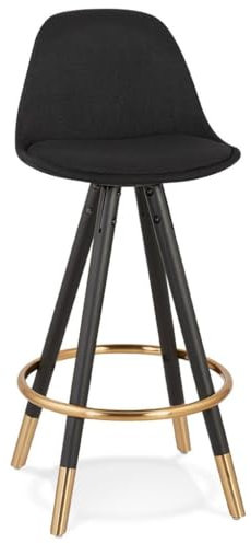 Barhocker schwarz-gold 87cm | Vintage-Design mit gepolsterter Sitzfläche | Küchenhocker aus Holz & Textil | Barstuhl mit Rückenlehne | bis 100kg | Für Hausbar, Kücheninsel & Tresen | SORIXA Kollektion