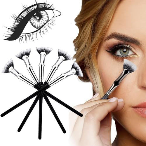 GmwyCzV 5 Pezzi Pennello per Trucco, 2024 Nuovo Spazzola Pieghevole Per Ciglia Smerlata, Pennello Angolato Forma di Ventaglio per Ciglia, Pennello per Sopracciglia per il Trucco per Ciglia (Nero)