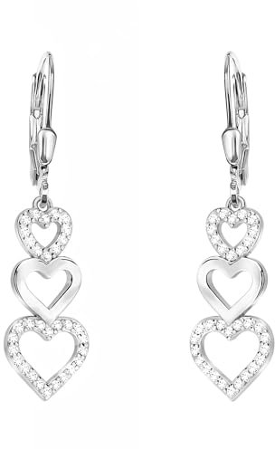 SOFIA MILANI - Damen Ohrringe 925 Silber - mit Zirkonia Steinen - Dreifaches Herz Ohrhänger - E2706