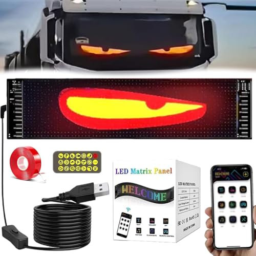 Dhqkqg Ojos LED Para Camion, Luz de Ojos de Diablo para Coches, Ojos LED para Camión, Pantalla LED Flexible Coche, Programable, Iluminación Personalizable, para Coches, Camiones (92 x 374mm)