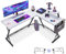 ODK Eckschreibtisch, L Form Gaming Schreibtisch mit runder Ecke, Gaming Tisch mit Monitorablage, L Computertisch, Klassisches Schwarz, Kohlefaser Weiß Gaming Schreibtisch 147 x 120 cm