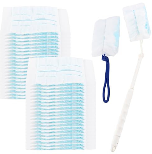 TNEDFOD 40 Piezas Kit Plumero Atrapapolvo, Compatible para Swiffer Duster, Recambios de Plumero para Limpieza, con Asas Largas y Cortas, Plumero Desechable para Pelo de Animal, Polvo, Suciedad