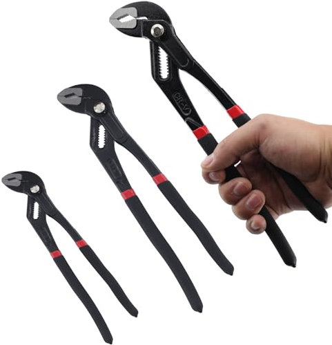 3-Piece Quick Release Groove Joint Pliers Set, Drop Forged Chrome Vanadium Steel, Includes 7-inch,10-inch, and 12-inch