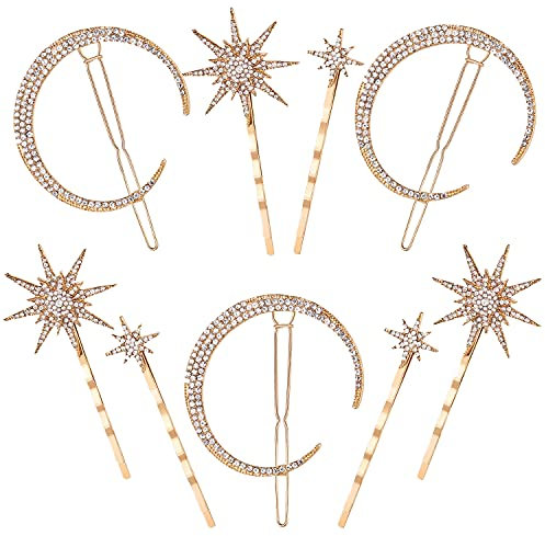 Haarnadel Strass Mond Haarschmuck Damen Mädchen Stern Haarspangen Vintage Set Einfache Elegante für Dickes Dünnes Haar 9 Stücke