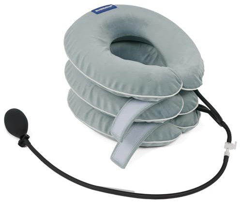 EVERCRYO Cervical Neck Traction Device, Inflatable Neck Stretcher, Traction Pillow Neck Cervical Brace Collar, Neck Decompression(Gray)