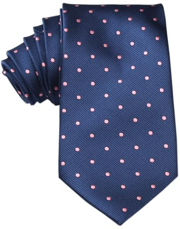 BHHJKK Cravate décontractée à pois pour homme – Cravate parfaite pour les garçons d'honneur, les mariages ou les occasions formelles, Bleu marine à pois roses, taille unique